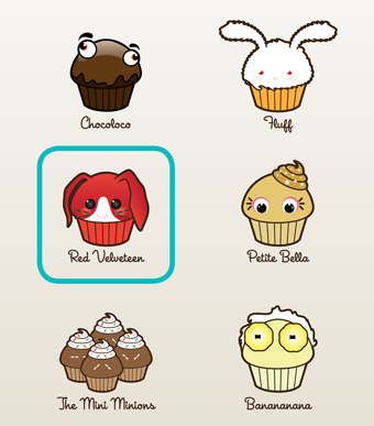 Close up of cupcake avatars