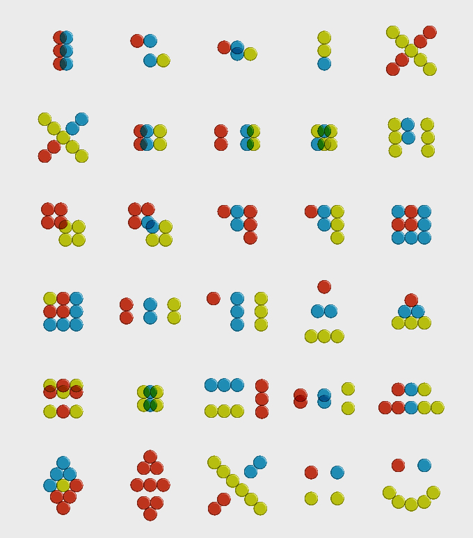 Patterns used for the game One, Two or Three